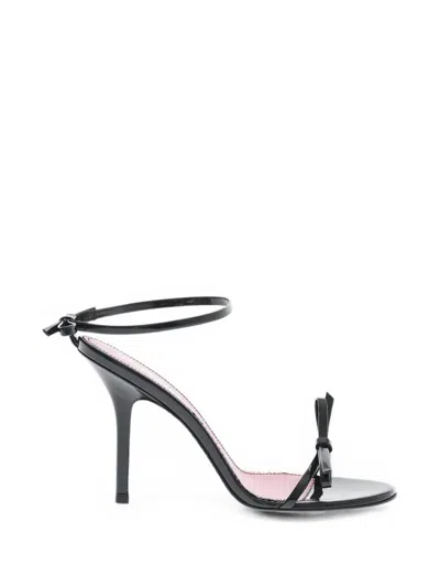 Dsquared2 Patent Leather Ankle-strap Sandals With Bow And Heel In Blue