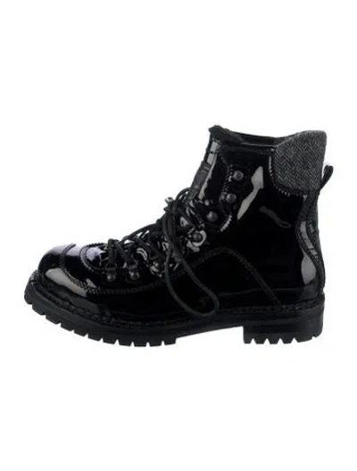 Pre-owned Dsquared2 Patent Leather Hiking Boots In Black