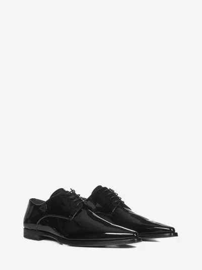 Dsquared2 Patent Leather Lace-up Derby Shoe In Black