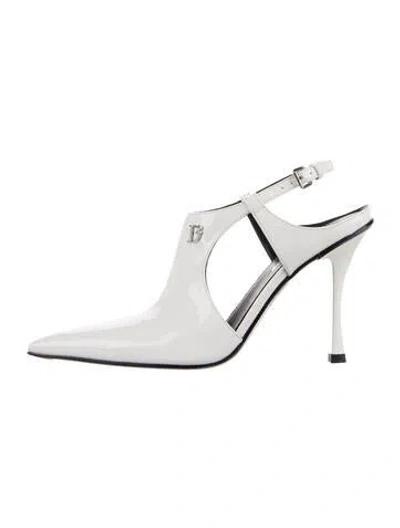 Pre-owned Dsquared2 Patent Leather Slingback Pumps In White