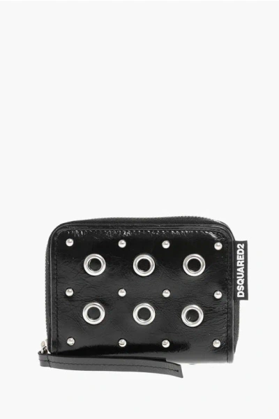 Dsquared2 Patent Leather Wallett With Decorative Eyelets