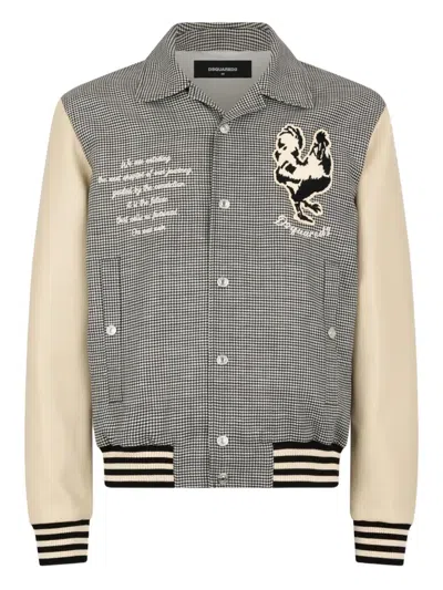 Dsquared2 Pattern Bomber Jacket In Black