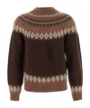 Dsquared2 Brown Crewneck Sweater With Intarsio Motif In Wool Blend Man In Black