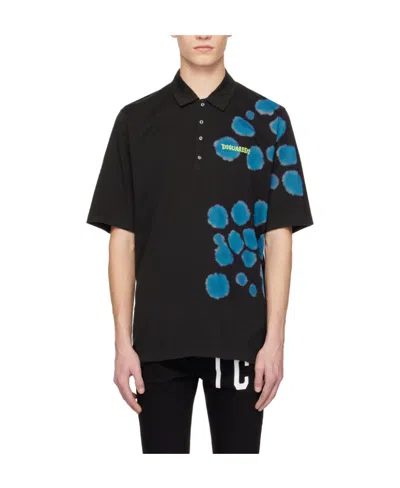 Dsquared2 Pattern Printed Polo Shirt In Black