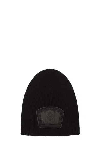 Dsquared2 Patterned Beanie In Black