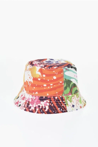 Dsquared2 Patterned Bucket Hat With Embroidered Logo In Gray
