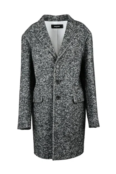 Dsquared2 Patterned Coat - Black/white In Gray