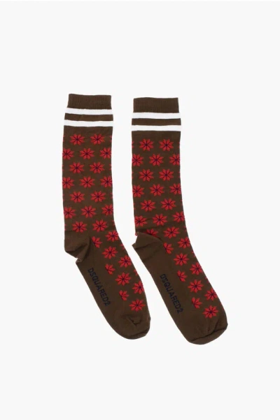 Dsquared2 Patterned Cotton Blend Long Socks