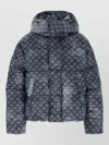 Dsquared2 Patterned Hooded Polyester Down Jacket In Blue