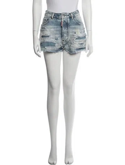 Pre-owned Dsquared2 Patterned Mini Shorts In Blue