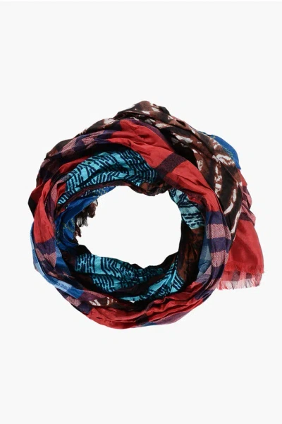 Dsquared2 Patterned Multicolor Silk Foulard In Red