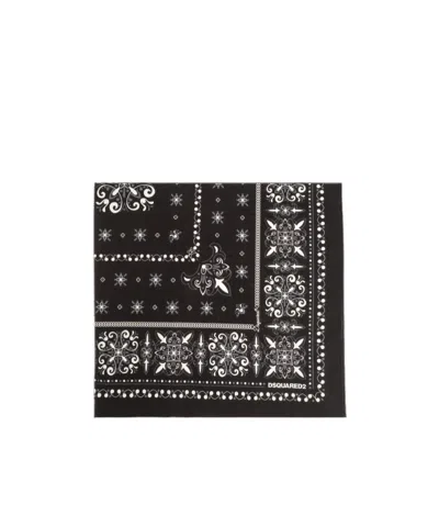 Dsquared2 Baroque-print Scarf In Black