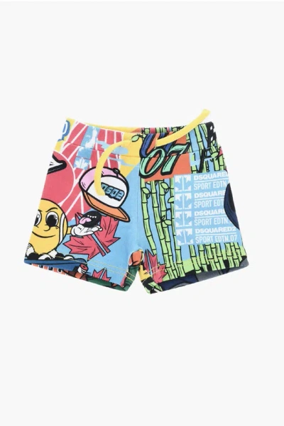 Dsquared2 Patterned Shorts With Elastic Waistband In Multi