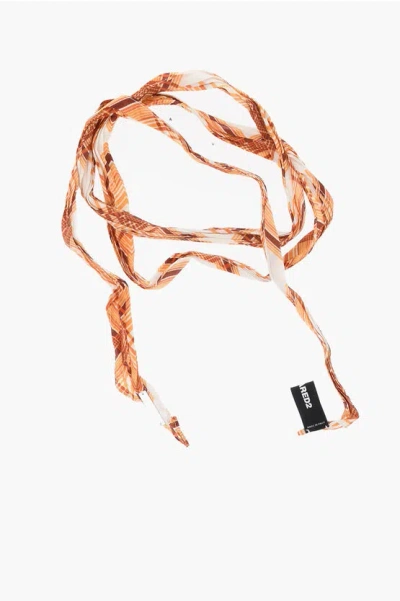 Dsquared2 Patterned Silk Slim Foulard In Brown