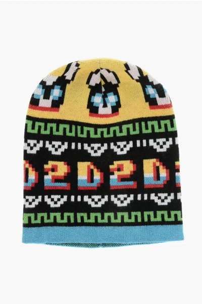Dsquared2 Patterned Wool Blend Gaming Beanie