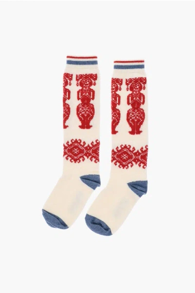 Dsquared2 Patterned Wool Blend Long Socks Grösse 38-39