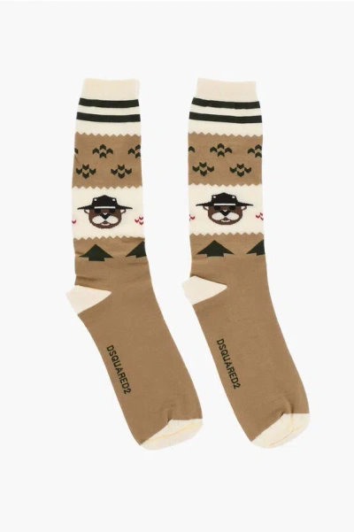 Dsquared2 Patterned Wool Blend Long Socks