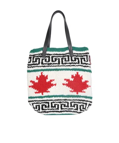 Dsquared2 Patterned Woven Shopping Tote In White
