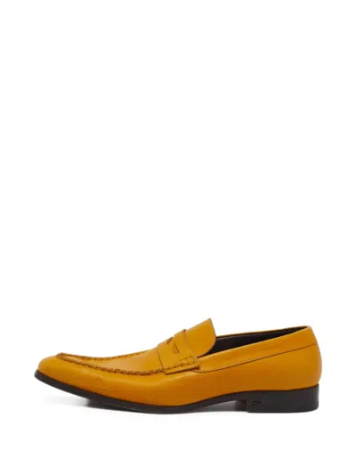 Pre-owned Dsquared2 Penny Leather Loafers In Yellow