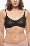 Dsquared2 Perforated Balconette Bra With Lace Trim In Black