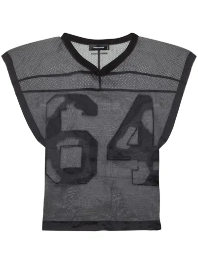 Dsquared2 Perforated Cap Sleeves Shirt In Black