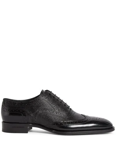 Dsquared2 Perforated-detail Leather Shoes In Black
