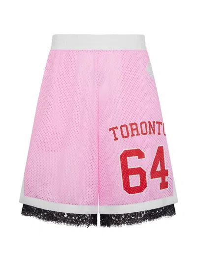 Dsquared2 Perforated Lace-trim Shorts In Pink
