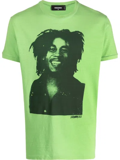Dsquared2 Bob Marley Very Very Dan T-shirt In Green