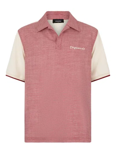 Dsquared2 Pied De Poule Shortsleeved T-shirt In Pink