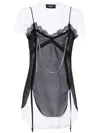 Dsquared2 Pierced Apron Layered Effect Mini Dress In Black