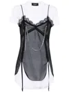 Dsquared2 Pierced Apron Layered Effect Mini Dress In Black