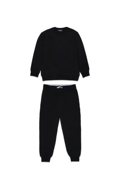 Dsquared2 Jersey Pajamas With Icon Logo In Black
