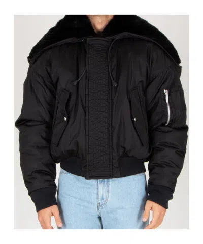 Dsquared2 Pilot-style Hooded Cotton Jacket In Black