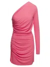 DSQUARED2 PINK DRAPED ONE-SHOULDER DRESS IN VISCOSE WOMAN D-SQUARED2