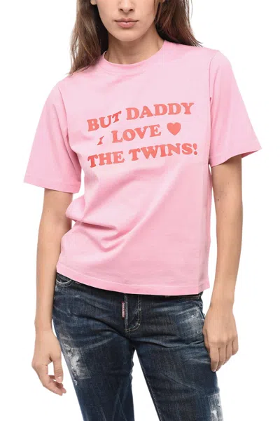 Dsquared2 Slogan-print Cotton T-shirt In Pink