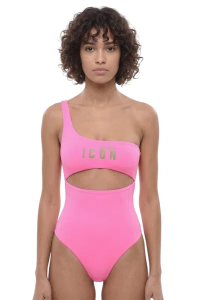 Dsquared2 Be Icon Cut-out Swimsuit In Rosa