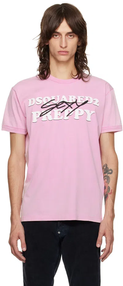 Dsquared2 Pink 'preppy' Muscle Fit T-shirt In 396 Lilac