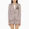 DSQUARED2 DSQUARED2 PINK/BLUE STRIPED SINGLE BREASTED JACKET IN COTTON BLEND