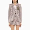 DSQUARED2 PINK\/BLUE STRIPED SINGLE-BREASTED JACKET IN COTTON BLEND