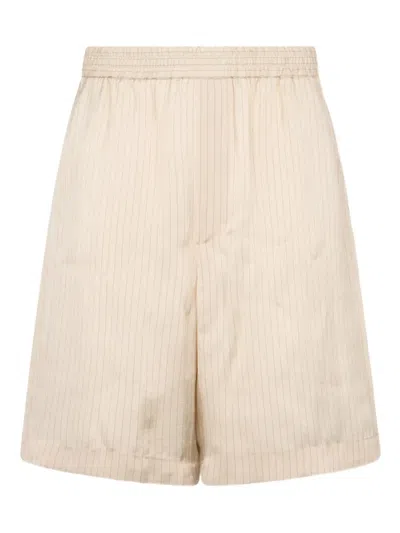 Dsquared2 Pinstripe Elastic-waist Shorts In Gold