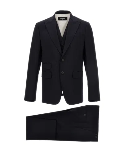 Dsquared2 Pinstripe-pattern Three-piece Suit In Black