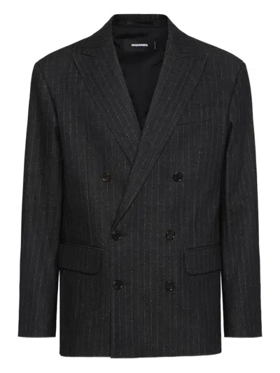 Dsquared2 Pinstriped Blazer In Black