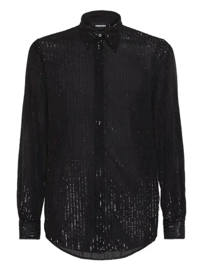 Dsquared2 Pinstriped Shirt In Black
