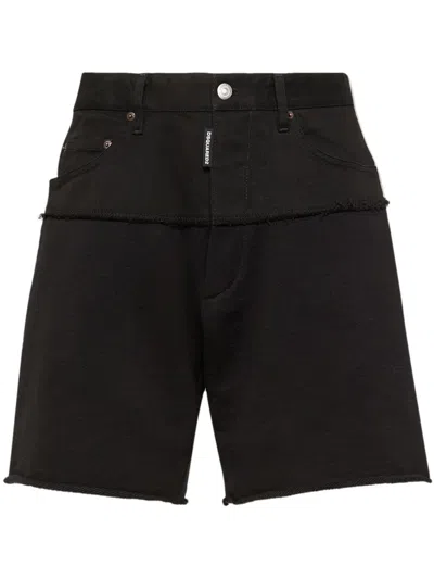 Dsquared2 Piped-trim Denim Shorts In Black