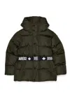 Dsquared2 Long Padded Jacket With Branded Belt In Green
