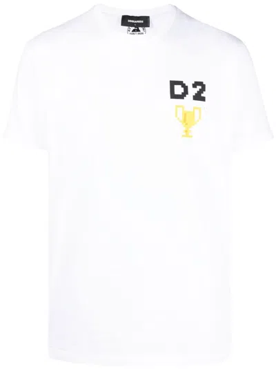 Dsquared2 Pixel-print Short-sleeve T-shirt In White