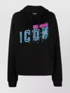 Dsquared2 Pixelated Icon Graphic Hoodie With Ribbed Finish In Black