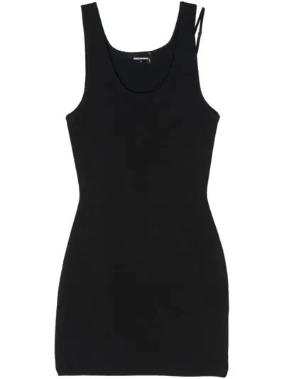 DSQUARED2 PIXELED ICON BLACK VISCOSE DOUBLE-STRAP TOP
