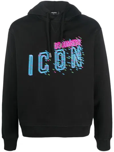 Dsquared2 Pixeled Icon Cool Fit Hoodie Clothing In Black