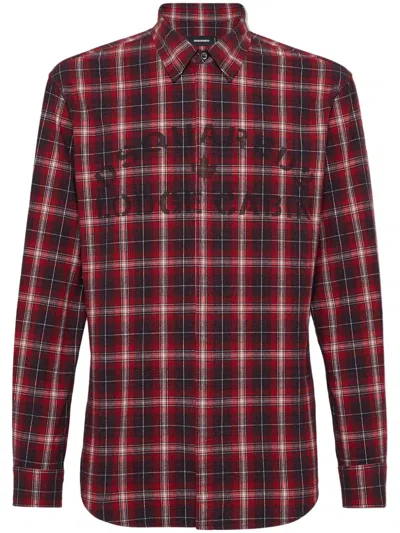 DSQUARED2 PLAID BUTTON-FRONT SHIRT